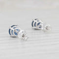 1ctw Blue Sapphire Stud Earrings 14k White Gold September Birthstone Solitaire by DailySale