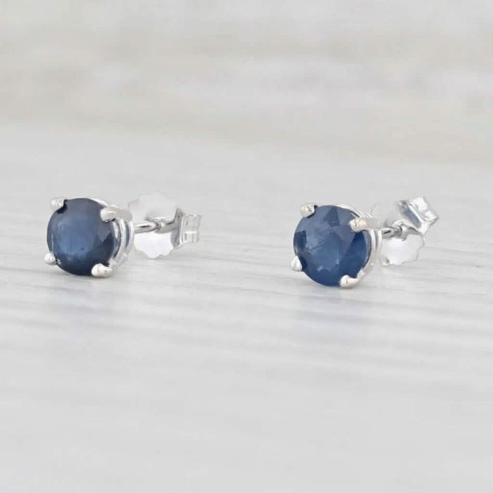 1ctw Blue Sapphire Stud Earrings 14k White Gold September Birthstone Solitaire by DailySale
