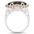 9.58 Carat Genuine Smoky Quartz and Citrine .925 Sterling Silver Ring by Bids.com