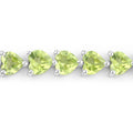 13.64 Ct Heart Green Peridot Prong Sterling Silver Box Clasp Tennis Bracelet by Fine Color Jewels
