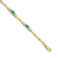 Diamond and Oval Emerald Heart 7 inch Bracelet Gold by Fine Color Jewels