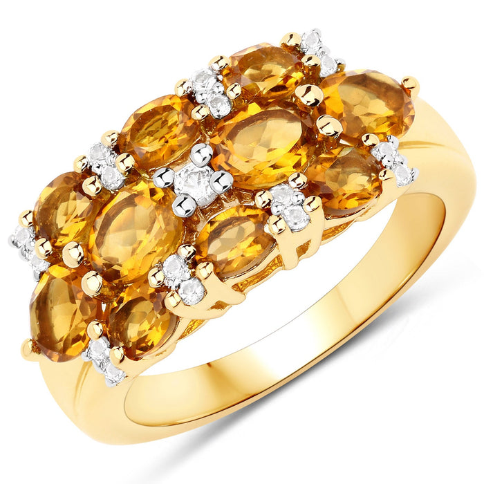 14K Yellow Gold Plated 2.48 Carat Genuine Citrine & White Topaz .925 Sterling Silver Ring by Bids.com