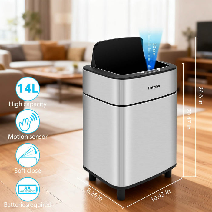 Automatic Stainless Steel Sensor Trash Can – Hands-free Quiet Close & Odor-Control System by DailySale