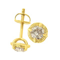 14K Yellow Gold Plated .925 Sterling Silver 1.0 Cttw Round Brilliant Cut Diamond Solitaire Milgrain Stud Earrings (K-L Color, I2-I3 Clarity) by Bids.com