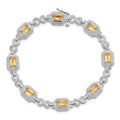 Genuine Citrine Diamond Infinity Link Bracelet by Fine Color Jewels