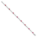 Genuine Ruby and Diamond Twisted Link 7 inch Bracelet by Fine Color Jewels