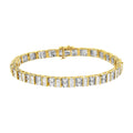 10K Yellow Gold 4.0 Cttw Alternating Baguette & Round Cut Diamond Bezel- & Prong-Set 7" Tennis Bracelet (G-H Color, SI1-SI2 Clarity) by Bids.com