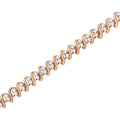 14KT Rose Gold Plated Sterling Silver Diamond S Link Tennis Bracelet (2 cttw, J-K Color, I1-I2 Clarity) - Size 7.5" by Bids.com