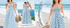 Gardenwed Women's Floral Print Maxi Dress Spaghetti Strap Blue Rhombic Size M