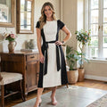 Lauren Ralph Lauren Belted two -tone Jersey Dress, 2/Black/White by Vanessa Jane
