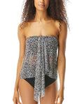 Coco Reef Womens Black Printed Stretch Adjustable Tie Bandeau Tankini 32DD by Vanessa Jane