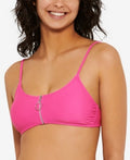 Hula Honey Juniors Solid Zipper Bralette Bikini Swim Top by Vanessa Jane