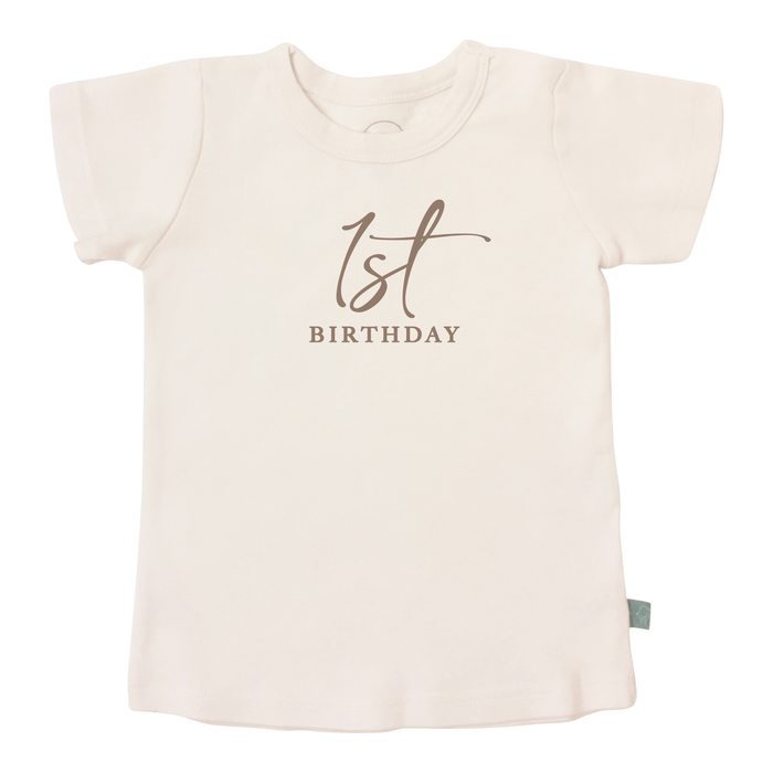 graphic tee | 1st birthday milestone taupe by Finn + Emma