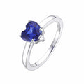 2.0 Ct Heart Lab Created Blue Sapphire Prong Silver Anniversary Ring by Fine Color Jewels