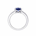 2.0 Ct Heart Lab Created Blue Sapphire Prong Silver Anniversary Ring by Fine Color Jewels