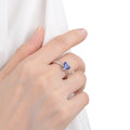 2.0 Ct Heart Lab Created Blue Sapphire Prong Silver Anniversary Ring by Fine Color Jewels