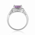 2.00 Ct Cushion Pink Amethyst Prong Silver Halo Statement Ring by Fine Color Jewels