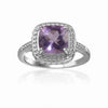 2.00 Ct Cushion Pink Amethyst Prong Silver Halo Statement Ring