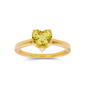 2.00 Ct Heart Yellow Sapphire Prong 18k Yellow Gold Over Silver Solitaire Ring by Fine Color Jewels