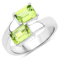2.00 Ct Octagon Green Peridot Prong Silver Bypass Ring by Fine Color Jewels