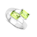 2.00 Ct Octagon Green Peridot Prong Silver Bypass Ring by Fine Color Jewels