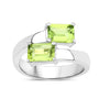 2.00 Ct Octagon Green Peridot Prong Silver Bypass Ring