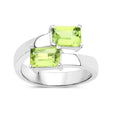2.00 Ct Octagon Green Peridot Prong Silver Bypass Ring by Fine Color Jewels