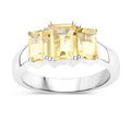 2.00 Ct Octagon Yellow Citrine and White Topaz Prong Silver Three Stone Ring by Fine Color Jewels