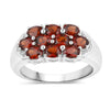 2.00 Ct Oval Red Garnet Prong Silver Cluster Ring