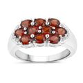 2.00 Ct Oval Red Garnet Prong Silver Cluster Ring by Fine Color Jewels
