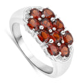 2.00 Ct Oval Red Garnet Prong Silver Cluster Ring by Fine Color Jewels