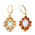 2.00 Ct Oval White Ethiopian Opal Prong Silver Floral Dangle Earrings by Fine Color Jewels