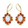 2.00 Ct Oval White Ethiopian Opal Prong Silver Floral Dangle Earrings
