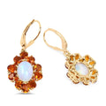 2.00 Ct Oval White Ethiopian Opal Prong Silver Floral Dangle Earrings by Fine Color Jewels