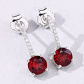 2.00 Ct Round Deep Red Mozambique Garnet & Lab Diamond Prong Silver Dangle Earrings by Fine Color Jewels