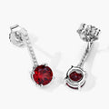2.00 Ct Round Deep Red Mozambique Garnet & Lab Diamond Prong Silver Dangle Earrings by Fine Color Jewels