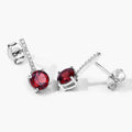 2.00 Ct Round Deep Red Mozambique Garnet & Lab Diamond Prong Silver Dangle Earrings by Fine Color Jewels