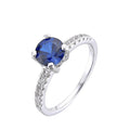 2.00 Ct Round Lab Created Blue Sapphire Prong Silver Pave-set Ring by Fine Color Jewels