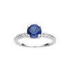 2.00 Ct Round Lab Created Blue Sapphire Prong Silver Pave-set Ring