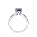 2.00 Ct Round Lab Created Blue Sapphire Prong Silver Pave-set Ring by Fine Color Jewels