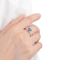 2.00 Ct Round Lab Created Blue Sapphire Prong Silver Pave-set Ring by Fine Color Jewels