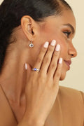 2.00 Ct Round Lab Created Blue Sapphire Prong Silver Pave-set Ring by Fine Color Jewels