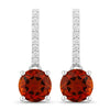 2.00 Ct Round Orange Madeira Citrine & Lab Diamond Prong Silver Dangle Earrings