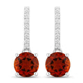 2.00 Ct Round Orange Madeira Citrine & Lab Diamond Prong Silver Dangle Earrings by Fine Color Jewels