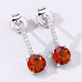2.00 Ct Round Orange Madeira Citrine & Lab Diamond Prong Silver Dangle Earrings by Fine Color Jewels
