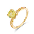 2.00 Ct Round Yellow Sapphire Prong 18k Yellow Gold Over Silver Pave Engagement Ring by Fine Color Jewels