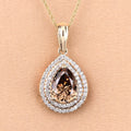 2.01 Ct Genuine Pear Brown Diamond 18K Yellow Gold Statement Pendant by Fine Color Jewels