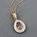 2.01 Ct Genuine Pear Brown Diamond 18K Yellow Gold Statement Pendant by Fine Color Jewels