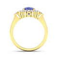 2.02 Ct Cushion Violet Tanzanite & Lab Grown Diamond Prong 14K Gold Halo Ring by Fine Color Jewels