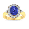 2.02 Ct Cushion Violet Tanzanite & Lab Grown Diamond Prong 14K Gold Halo Ring